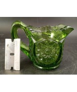 Vintage Indiana Glass Miniature Creamer Green Sunburst Childrens Size - £9.48 GBP