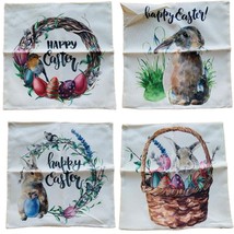 Easter Theme Throw Pillow Covers 18X18 in Linen Watercolor Design Set of 4 - £12.54 GBP