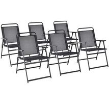 Set of 2/4/6 Outdoor Folding Chairs with Breathable Seat-Set of 6 - Colo... - £186.39 GBP
