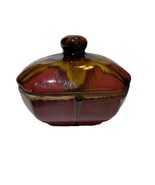 Drip Glazed Pottery Bowl Large 9.5x4 Brown Trinket Jewelry Holder Ribbed... - $43.71