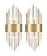 Gold Wall Sconces Set Of Two Crystal Sconces Wall Lighting Modern Glass ... - £188.08 GBP
