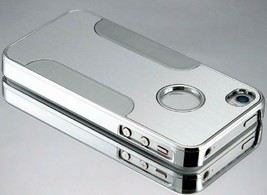 Luxe Chrome Argent Rigide Portable Étui Housse pour IPHONE 4s A1387 Att ... - £16.00 GBP