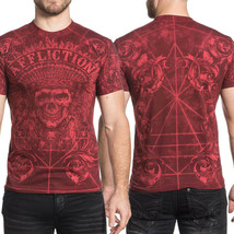 Affliction Distortion A13638 Indian Skull Tribal Headdress Men T-Shirt Red XXXL - £34.81 GBP