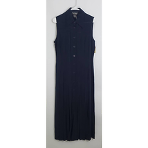Vintage Patrick Collection Womens Dress Blue 100% Silk Pleats 1990&#39;s Size 8 - £38.75 GBP