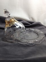 EAPG Covered Large Butter Cheese Dish Gold &amp; Clear Paneled Bell Shape Pe... - $16.95