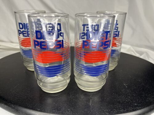 Primary image for Vintage Diet Pepsi Logo Drinking Glasses Set Of 4