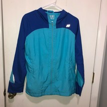 New Balance Womens Sequence Hooded Jacket SZ LARGE Blue Atoll Reflective - £7.94 GBP