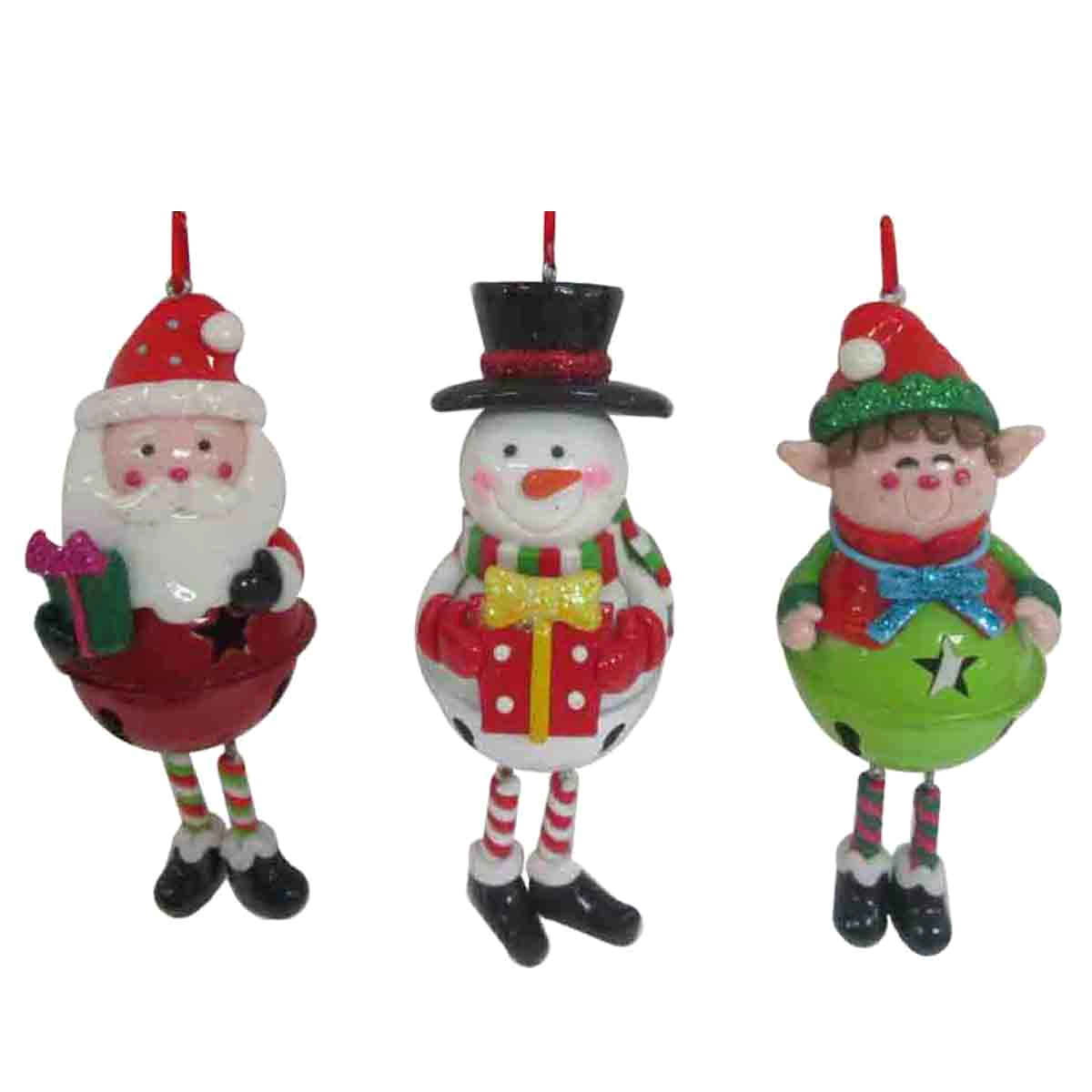Ornament bell santa/snowman/elf, 3 assorted SHIPS IN 24 HOURS - MJ - $19.88