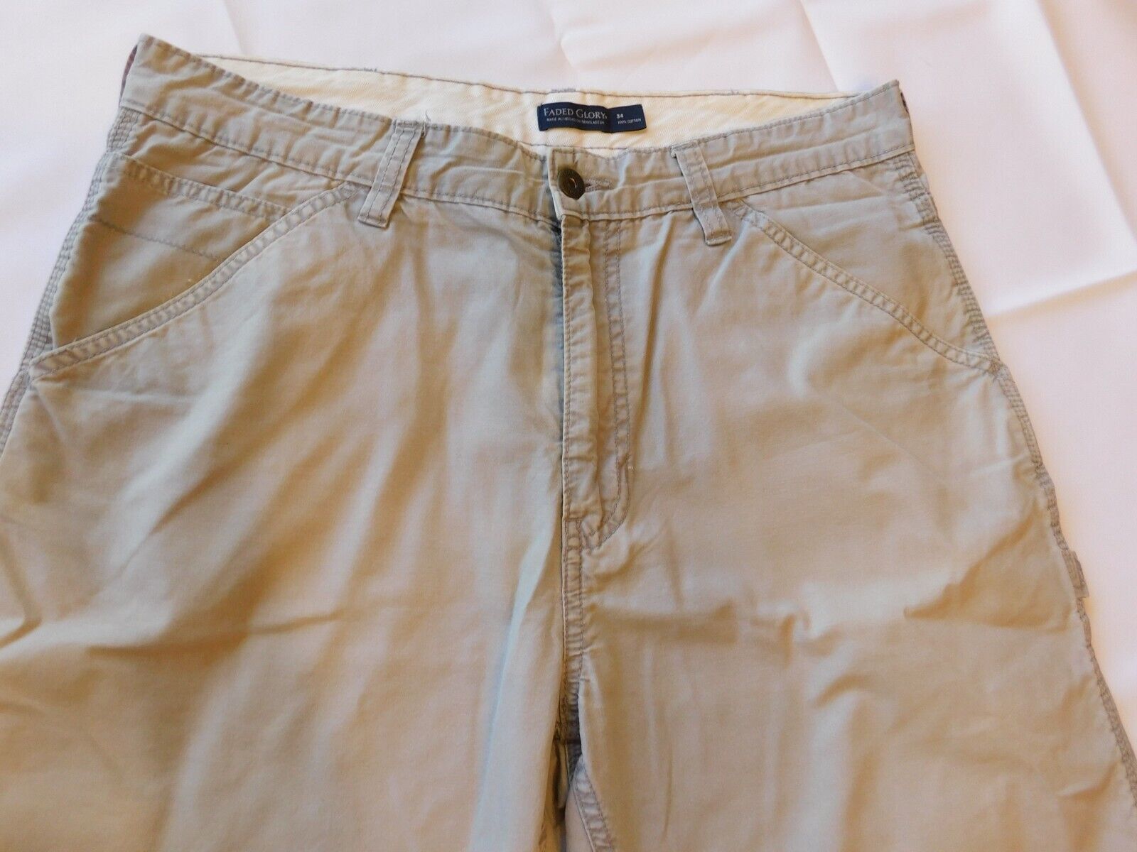 Faded Glory Men&#39;s Carpenter Shorts Casual Walking Short Size 34 Lt Grey GUC - $18.01