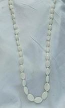 Costume Jewelry White Flat Beaded Strand Necklace Gold Tone Lobster Clasp a - $9.89