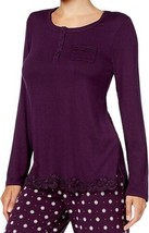 Alfani Womens Lace Trim Sleep Tunic Top Size X-Small Color Alf Dark Fig - £23.29 GBP
