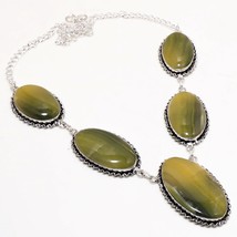 Bumble Bee Jasper Oval Shape Gemstone Handmade Gift Necklace Jewelry 18&quot; SA 2389 - £7.20 GBP