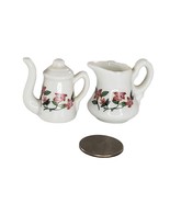 Dollhouse Teapot Water Pitcher Floral Porcelain Miniature Set - £4.42 GBP