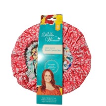 THE PIONEER WOMAN Set of 3 Country Splatter Coral Floral Reusable Bowl Covers - £14.60 GBP