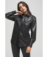 Leather Shirt Black Women Womens Sleeve Lambskin Blouse Button Size New ... - $140.00