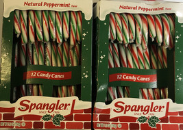 SHIP24-Spangler Natural Peppermint Flavor Candy Canes 2 Boxes 5.3 oz Ea Of 12pcs - £11.77 GBP
