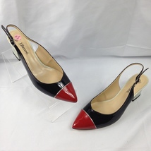 J. Renee Womens Sophie Black Red Slingback Patent Leather Heel Shoes Sz 9M - £51.95 GBP