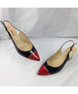 J. Renee Womens Sophie Black Red Slingback Patent Leather Heel Shoes Sz 9M - £51.78 GBP