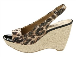 New Anne Klein Brown Wedge Animal Print Sandals Size 8 - £58.54 GBP