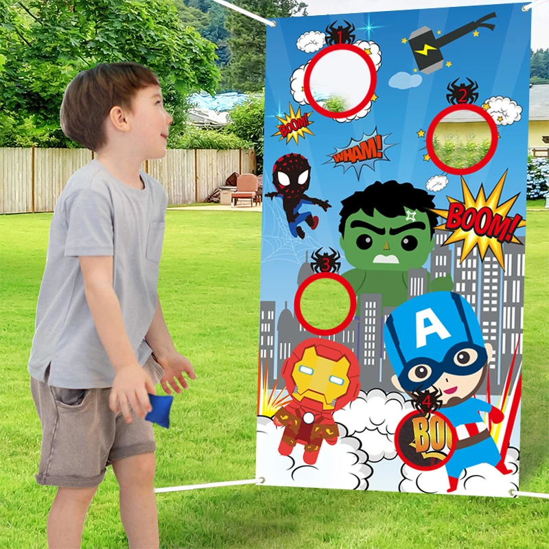 Play Superhero Tossing Games Indoor Outdoor Throwing Game Party Supplies Banner  - £48.76 GBP