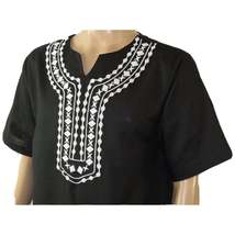 Men 2pc Stacy Adams leisure suit Linen Cotton With Embroidery 3668 Black White image 4