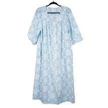 Miss Elaine Robe Housecoat M Womens Full Zip Plaid Blue Green Short Sleeve - £20.46 GBP