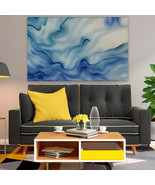 Blue Tan Smoke Wave Landscape 26 ,Canvas Wall Art, Canvas Print - £28.23 GBP+
