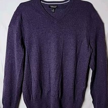 Banana Republic Men L Cotton Cashmere Purple Vneck Pullover Long Sleeve ... - £46.54 GBP