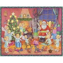 Santa and Angels by Christmas Tree German Advent Calendar Countdown Made... - $14.98