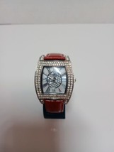 Gossip GSP670 Rhinestone Bezel And Red Leather Band Watch Tested - £6.30 GBP