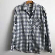 Billy Reid Flannel Shirt L Blue Check Long Sleeve Button Standard Fit Co... - £14.37 GBP