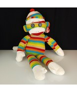 Ty 2011 Socks the Sock Monkey Rainbow Stripe Knit Crochet Beanie Buddy 2... - £46.45 GBP