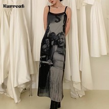 Karrcat Vintage Marilyn Monroe Print Dress Women Black   Party Dress Sleeveless  - £57.70 GBP