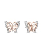 Disney Mulan 1/10 CT. T.W. Diamond Butterfly Stud Earrings in Sterling S... - €113,71 EUR