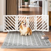 Solid Acacia Wood Dog Gate, Freestanding Dog Gates Extra Wide 81 In, Foldable Pe - £63.96 GBP