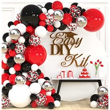 115Pcs Red Black And White Balloon Arch Kit For Red And Black Birthday Party Dec - £31.45 GBP