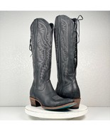 NEW Lane MONICA Cowboy Black Western Boots 9.5 Leather Cowgirl Wide Calf Lace Up - $361.35