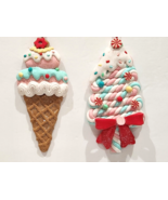 Christmas Pastel Gingerbread Peppermint Ice Cream Tree Candy Ornaments D... - €18,90 EUR