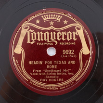 Roy Rogers - Ridin&#39; Down The Trail / Headin&#39; For Texas - 1939 10&quot; 78 rpm 9692 - $34.19