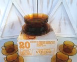 Vintage Mid Century Vereco France Amber Glass 20pc Dinnerware Setting Fo... - $178.19