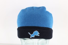 Vintage Reebok Detroit Lions Football Knit Winter Beanie Hat Cap Mens Small Blue - £31.28 GBP