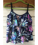 Maxine of Hollywood Tankini Swim Top Tiered Ruffled Sz. 10 Paisley Flora... - $19.57