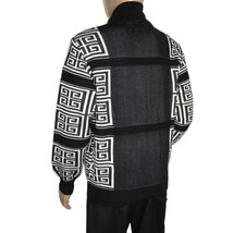 Men's Fancy European Sweater Jacket By Silversilk Fashionable 11012 Black image 9