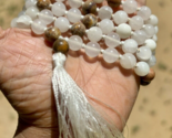 8 mm Rnd 108+1 Beads WHITE JADE + JASPER Jaap Rosary Japa Mala Energized - £23.49 GBP