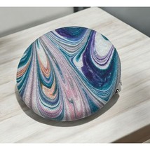 Abstract Swirl Fabric Scarf Clip Blue Purple Round Flowing Space - $10.49