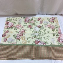 Curtains Light Yellow Pink Flowers Green Gingham Country 2 Panels 30x45&quot; - £37.24 GBP