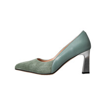 Pumps Woman Genuine Kid Suede Shallow Pointed Toe Super High Thin Mental Heel Of - £77.83 GBP