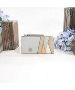 Tory Burch Feather Gray Robinson Patchwork Color Block Card Case Mini Wa... - $172.76