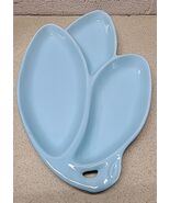 Vintage Blue USA Pottery Three Sectioned Serving Tray 14.5” x 9” EUC - $31.89