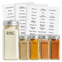 Kitchen Spice Labels Stickers Clear Jar Preprinted Black Plastic - £12.11 GBP